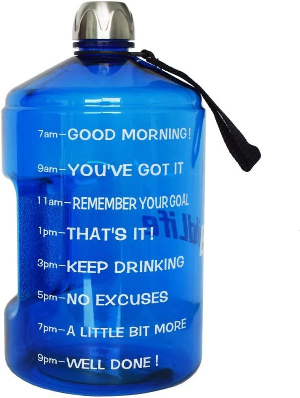 Photo 1 of 8 PACK, BuildLife 1 Gallon Water Bottle Motivational Fitness Workout with Time Marker to Drink More Daily/Clear BPA-Free Reusable Large (128OZ/73OZ) Capacity for Gym Sports Outdoor