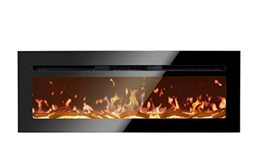 Photo 1 of BizHomart Doris Electric Fireplace Recessed and Wall Mounted for 2X6 Stud Log & Crystal Remote Control with Timer 1500 Watt Heater, 48", Black