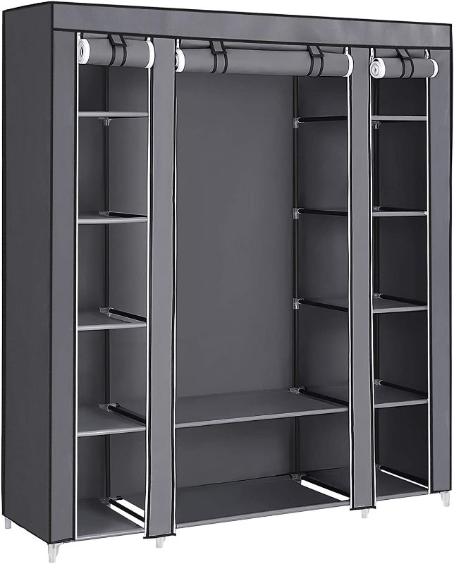 Photo 1 of SONGMICS 59 Inch Closet Organizer Wardrobe Closet Portable Closet shelves, Closet Storage Organizer with Non-woven Fabric, Quick and Easy to Assemble, Extra Strong and Durable, Gray ULSF03G
