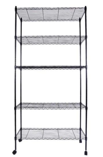 Photo 1 of Black 5-Tier Rolling Iron Garage Storage Shelving Unit (14 in. W x 65 in. H x 35 in. D)
