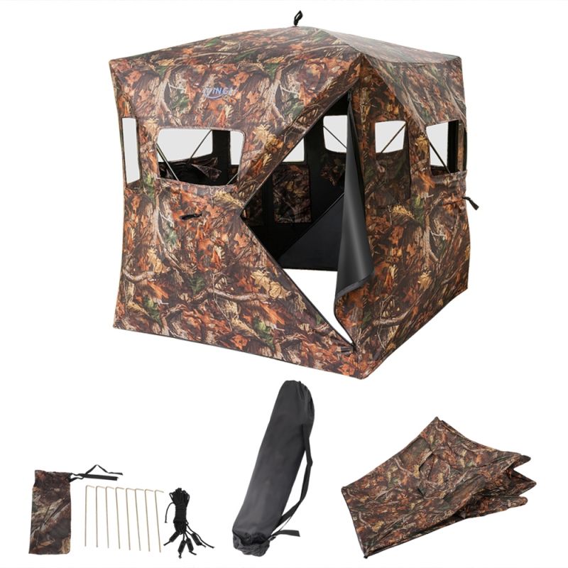 Photo 1 of Zimtown Ground Deer Hunting Blinds, Portable Waterproof Camouflage Hunting Tent, with Carrying Bag, Enough for 2-3 Person Hunt
