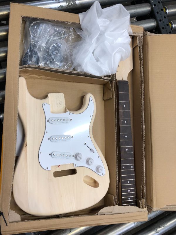 Photo 2 of Muslady ST Style Electric Guitar Basswood Body Maple Neck Rosewood Fingerboard DIY Kit Set