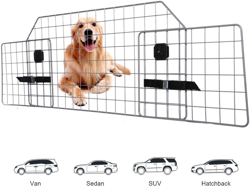 Photo 1 of  Dog Barrier for SUV Car & Vehicles, Adjustable Pet Barrier Car Gate Universal Fit Wire Mesh Dog Car Guard - Car Divider for Dogs Pets SUVs
