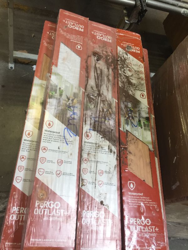 Photo 3 of 95% OF PALLET NEW SEALED AND UNDAMAGED.  27 CASES, Outlast+ 6.14 in. W Arden Blonde Hickory Waterproof Laminate Wood Flooring (16.12 sq. ft./case)
