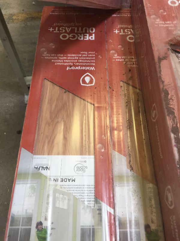 Photo 6 of 95% OF PALLET NEW SEALED AND UNDAMAGED.  27 CASES, Outlast+ 6.14 in. W Arden Blonde Hickory Waterproof Laminate Wood Flooring (16.12 sq. ft./case)
