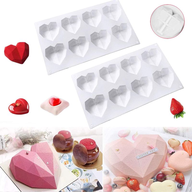 Photo 1 of 2pack--- Diamond heart shaped silicone chocolate molds  8pcs