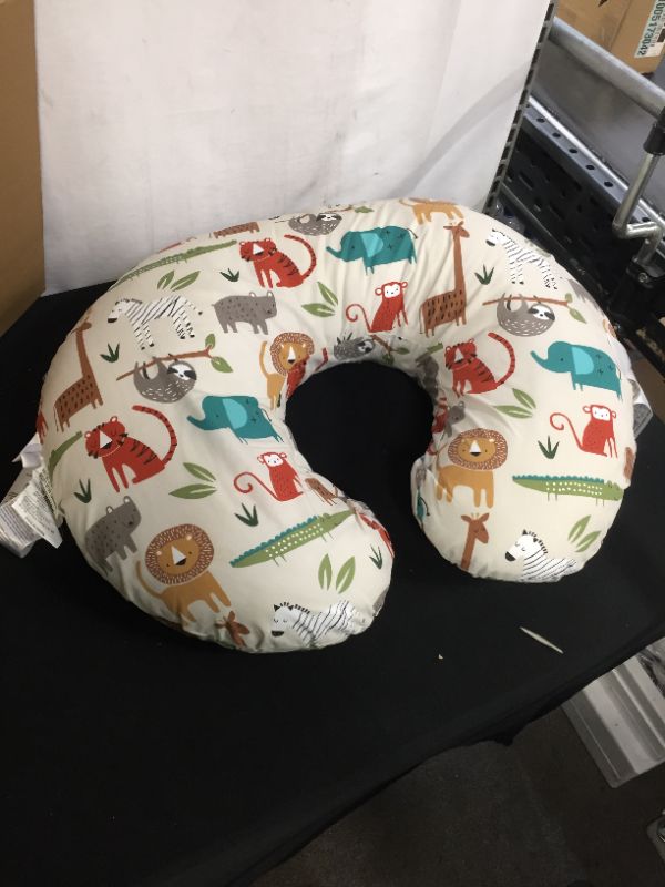 Photo 2 of Boppy Nursing Pillow and Positioner—Original | Neutral Jungle Colors with Animals | Breastfeeding, Bottle Feeding, Baby Support | With Removable Cotton Blend Cover | Awake-Time Support
