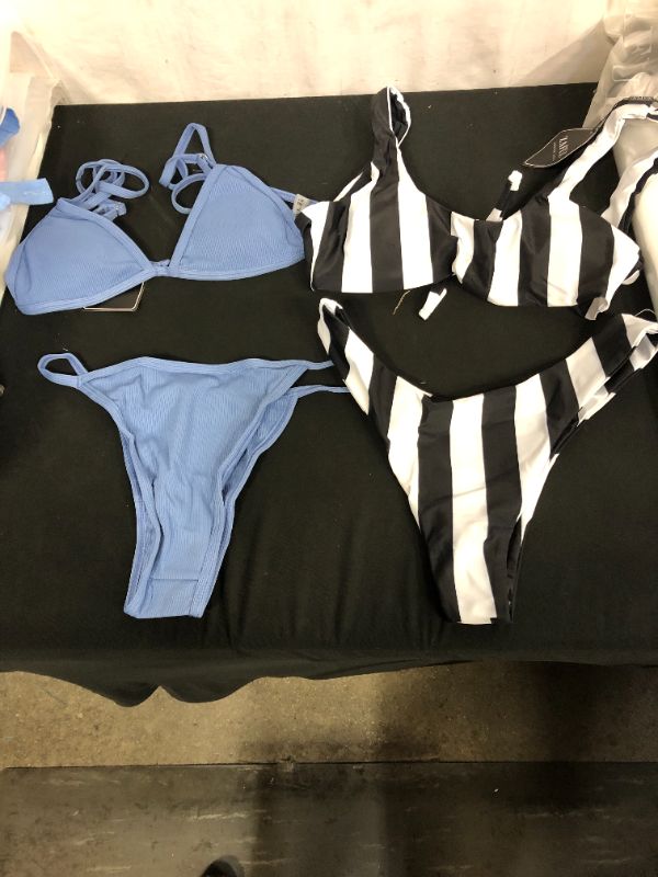 Photo 1 of 2pck Size S - Women's 2pc Bathing Suits (Ocean Blue/ Black & White)