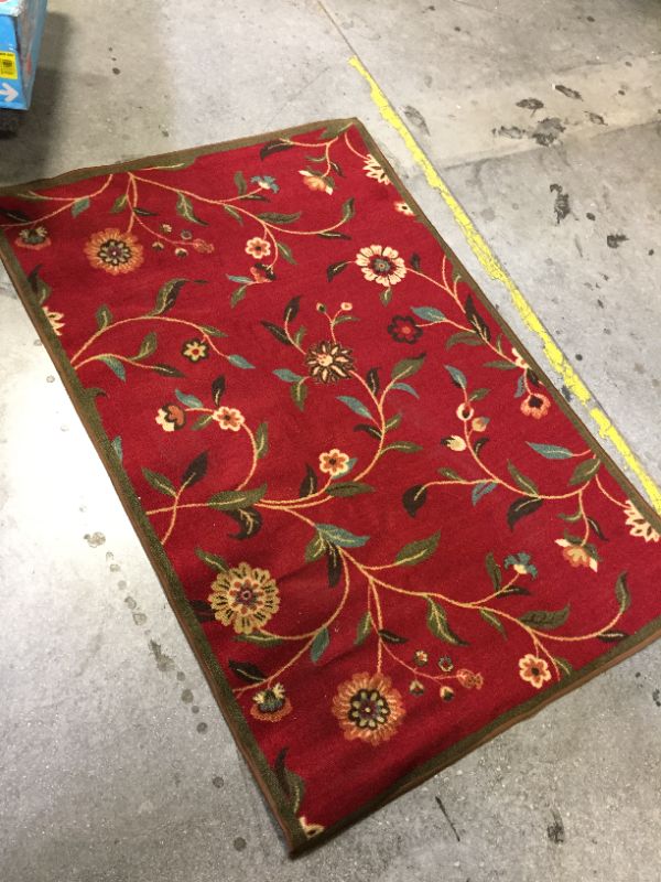 Photo 1 of AREA RUG 58X39 RED FLORAL PRINT