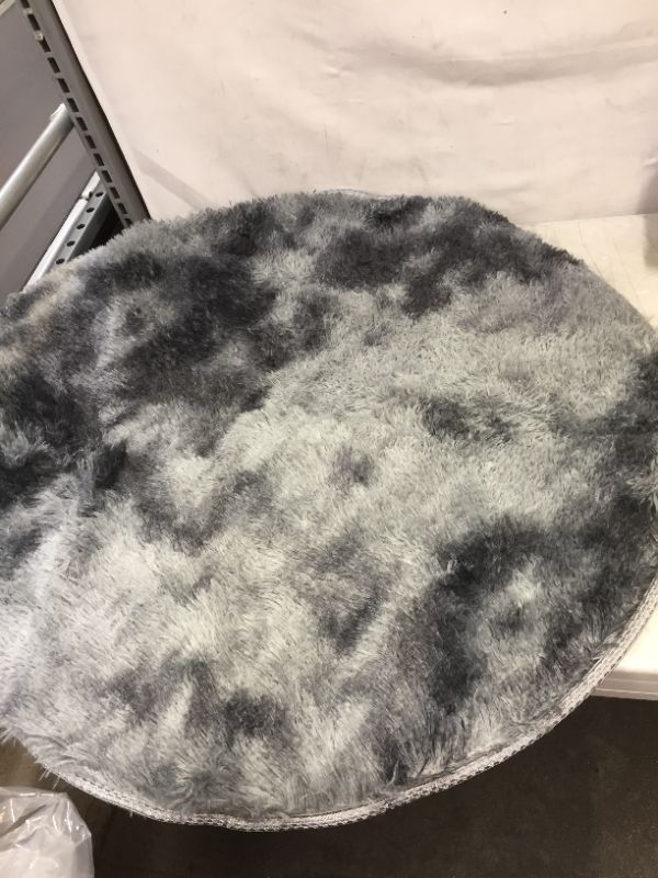 Photo 1 of BLACK/GREY FUR CIRCLE NON SLIP MAT FOR INDOOR 32"D 