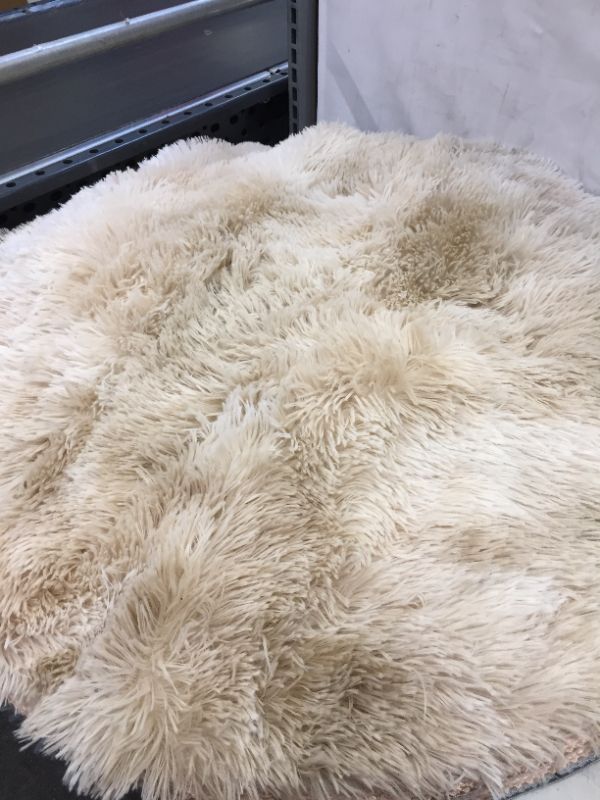 Photo 1 of BEIGE FUR CIRCLE NON SLIP MAT FOR INDOOR 32"D 