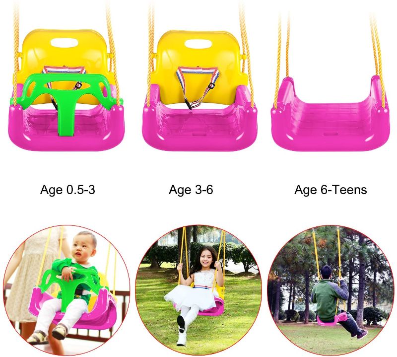 Photo 1 of 3-in-1 Toddler Swing Seat Hanging Swing Set for Playground Swing Set,Infants to Teens Swing