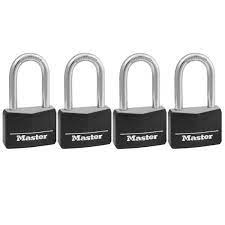 Photo 1 of 1-9/16 in. Vinyl Covered Solid Body Padlock with 1-1/2 in. Shackle (4-Pack)
