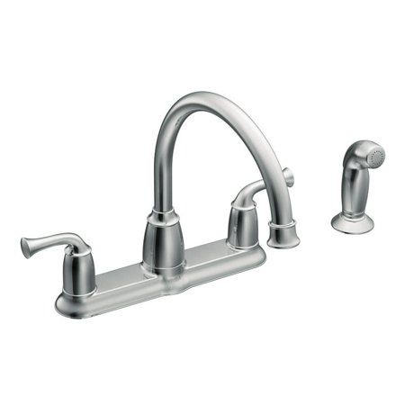 Photo 1 of Banbury 2-Handle Mid-Arc Standard Kitchen Faucet with Side Sprayer in Chrome