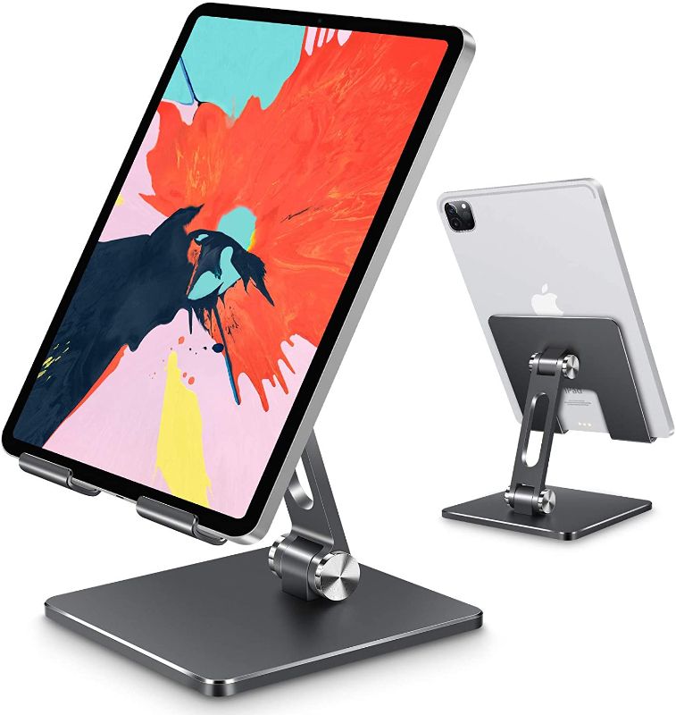 Photo 1 of B-Land Adjustable Tablet Stand, Adjustable Foldable Tablet Holder Desktop Tablet Stand Holder, Compatible with 4-11" Tablets/Phones,Nintendo Switch, Kindle
