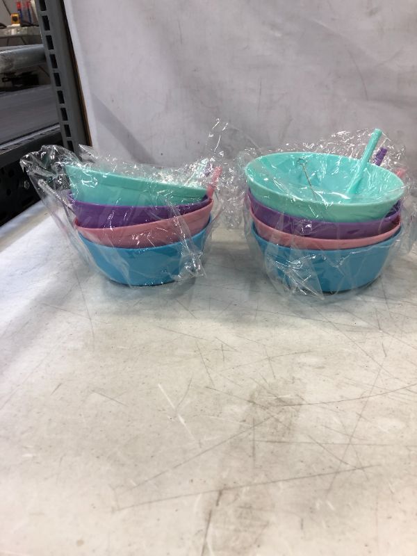 Photo 1 of 4 PC KIDS CEREAL BOWL WITH STRAW PASTEL  -- 2 PCK