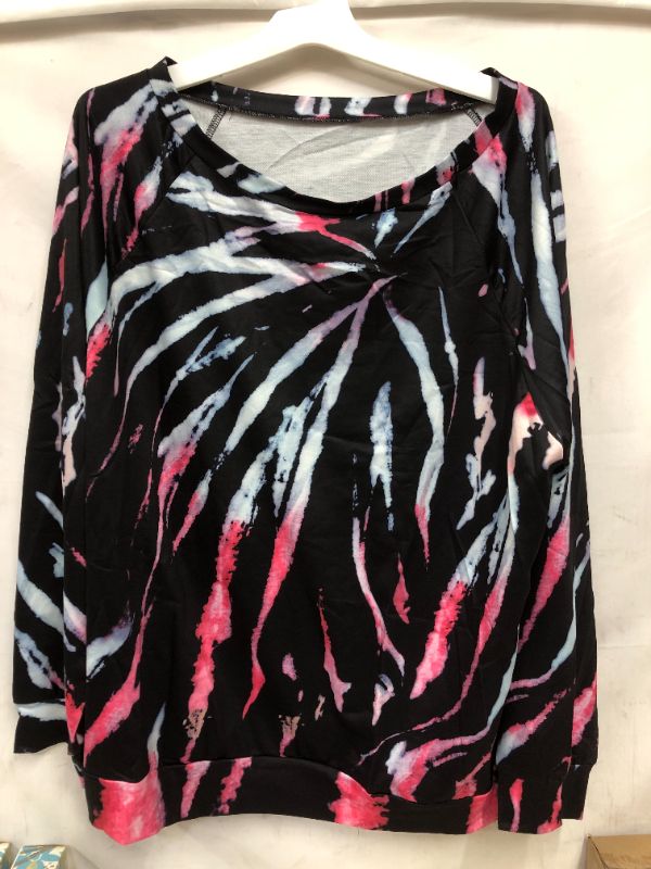 Photo 2 of LUVAMIA WOMEN CASUAL TIE DYE SWEATSHIRTS LONG SLEEVE BLACK XL