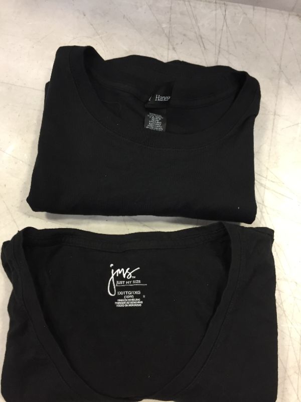 Photo 1 of 2 PCK BLACK WOMENS SHIRTS HANES SIZE XL AND JMS XL