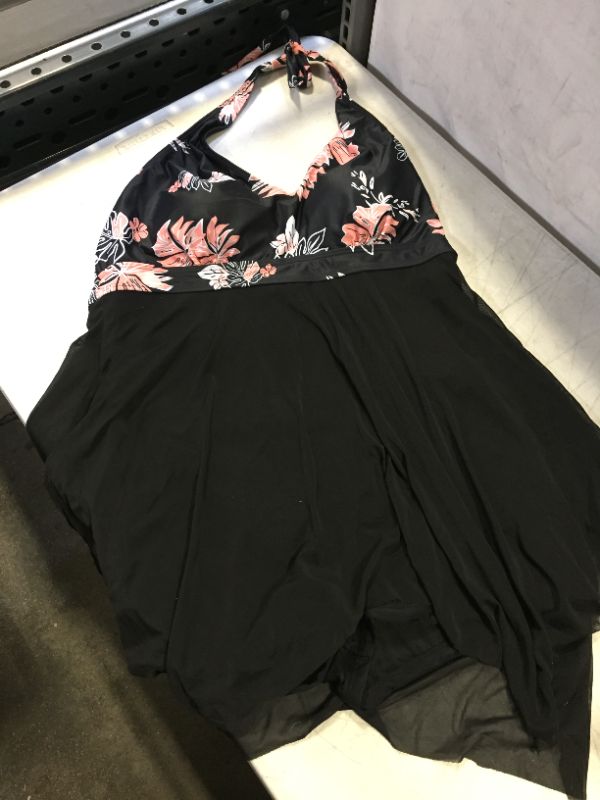 Photo 1 of WOMENS BATHING SUIT DRESS BLACL FLORAL PRINT 
SIZE 3XL