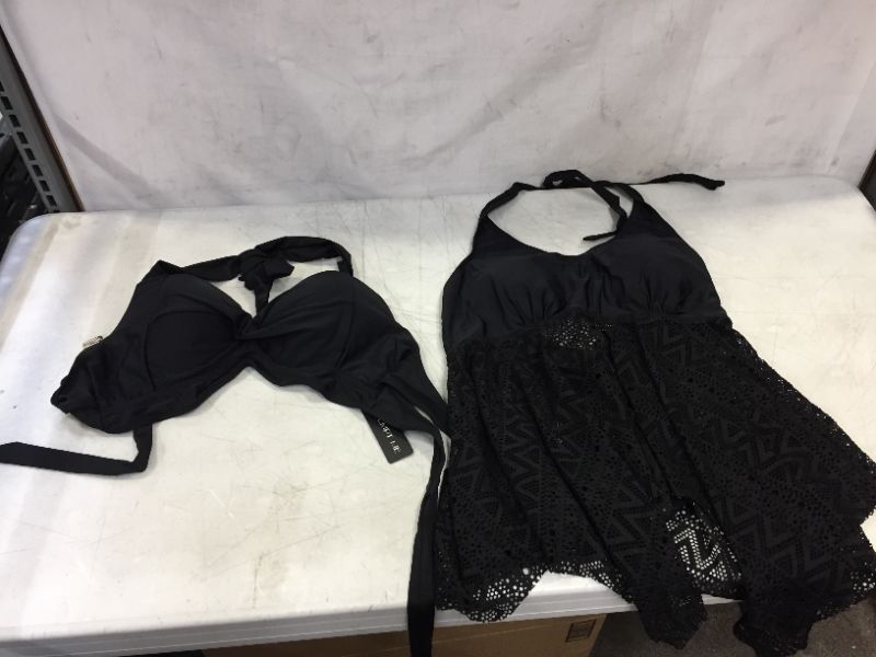 Photo 1 of 2 pack - Womens LARGE Swim Wear Tops, black, SOLD AS IS