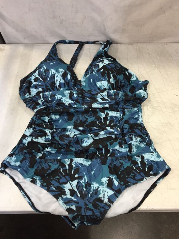 Photo 1 of Womens XL Swim Wear One Piece, blue, back