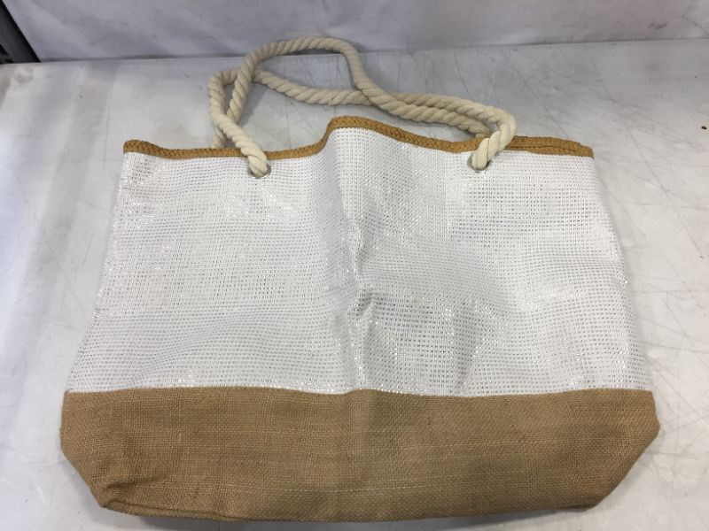 Photo 1 of Beach Tote White and tan with rope handles