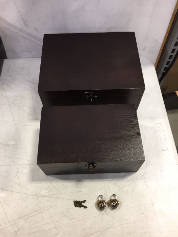 Photo 1 of 2 Wooden box with heart locks
