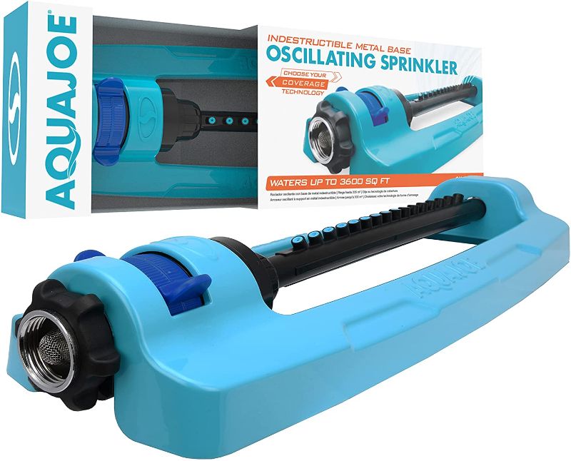 Photo 1 of Aqua Joe SJI-OMS16 Indestructible Metal Base Oscillating Sprinkler with Adjustable Spray, 3600-Square Foot Coverage
