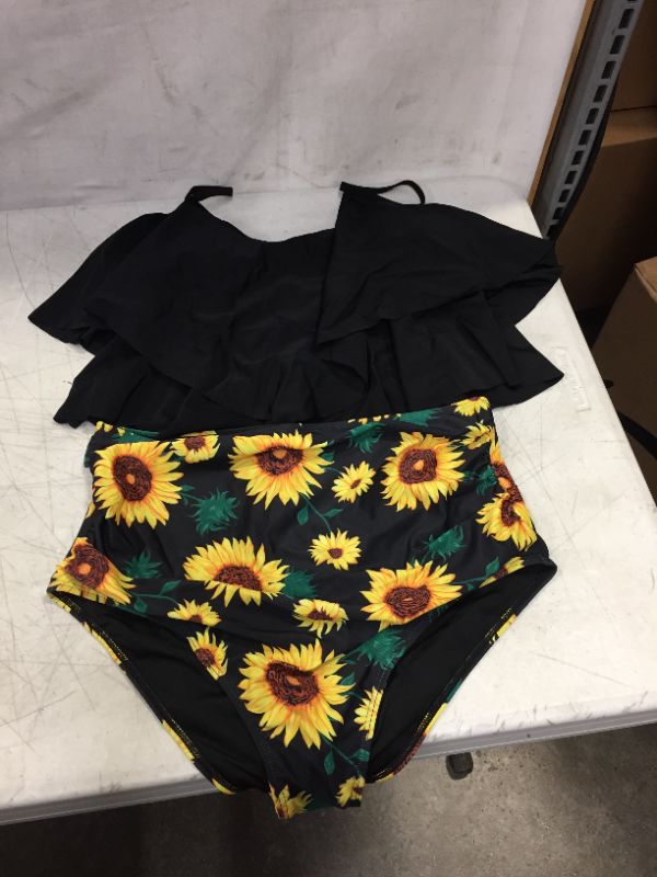 Photo 1 of Womens LARGE Swim Wear, black and sunflowers