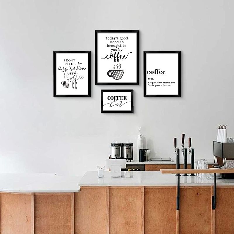 Photo 1 of ArtbyHannah 4 Pack Framed Coffee Wall Art Decor for Kitchen or Dinning Room with Decorative Funny Quote and Saying Art Prints for Gallery Wall Kit or Home Decoration,Multi Size 10x12,8x10,5x7
