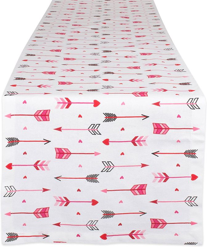 Photo 1 of 108"x72" Hearts & Arrow Print Table Runner Pink - Design Imports
