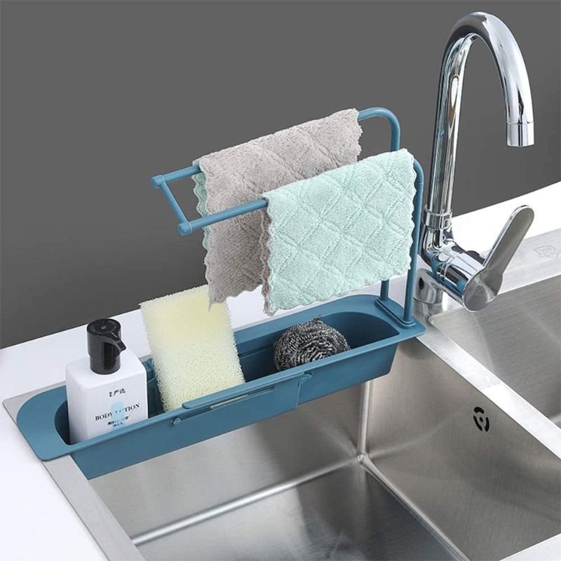 Photo 1 of 2 pack - Kitchen Sink Organizer,Telescopic Sink Holder, Expandable Dish Caddy Sponge Soap Drying Rack, Drain Basket Tray Caddy Shelf Organizer Scrubber and Adjustable Hanger with Towel Bar

