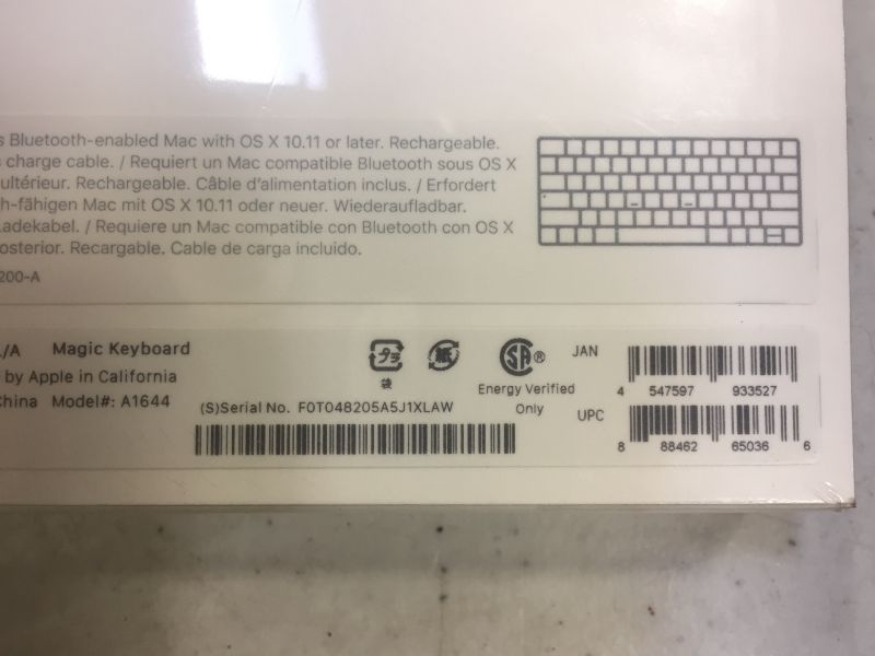 Photo 5 of Apple Magic Wireless Bluetooth Scissor-Switch Keyboard MLA22LL/A ---New Sealed Box---- 
