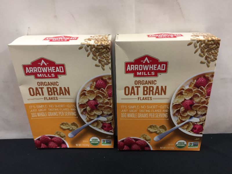 Photo 1 of  2 pack Arrowhead Mills Organic Oat Bran Flakes, 12 oz  exp- 23-Jul-2021