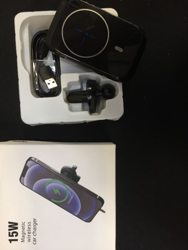 Photo 1 of Magnetic Phone Car Mount, Magnetic 15W Wireless Car Charger Compatible for iPhone 12, 12 Pro, 12 Pro Max, 12 Mini,Hands Free Cell Phone Holder for Car
