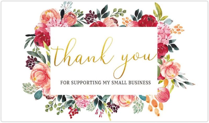 Photo 1 of 2  pack 120 Thank You for Supporting My Small Business Cards - 2"X3.5" Size Floral and Gold Design
