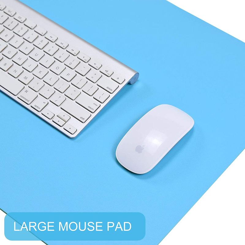 Photo 1 of Non-Slip Desk Pad (35.4 x 17"), Waterproof Mouse Pad, PU Leather Desk Mat, Office Desk Cover Protector, Desk Writing Mat for Office/Home/Work/Cubicle (Deep Sky Blue)
