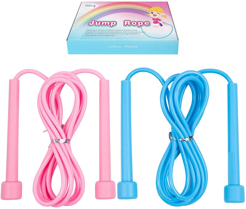 Photo 1 of 2PCS Kids Jump Ropes, Adjustable & Lightweight Skipping Rope for Boys& Girls, Preschooler, School-Aged Child, Pink and Blue Jumping Rope with Gift Box
