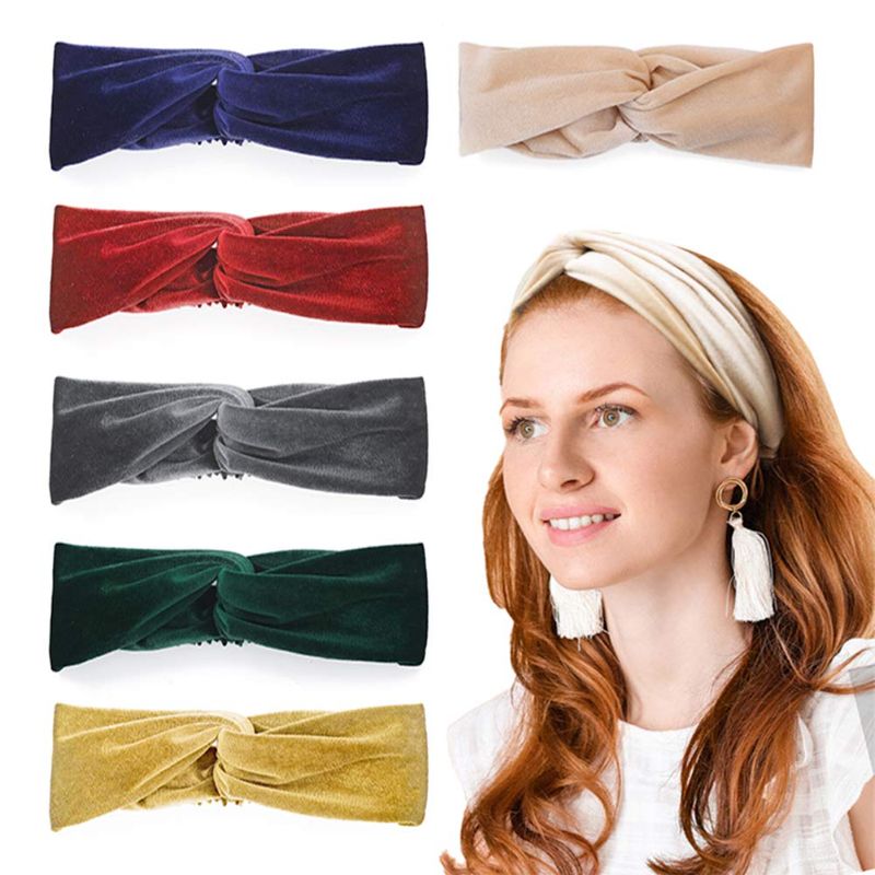 Photo 1 of 6 Pcs Headbands for Women Boho Elastic Head Wrap Headband Fashion Knotted Headwraps Stretchy Hair Bands Criss Cross Hair Accessories for Women and Girls
