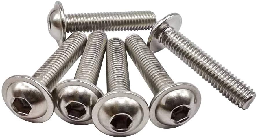 Photo 1 of M8-1.25 x 40mm Flanged Button Head Socket Head Screws 12 PCS, Stainless Steel 304 (18-8), Full Thread, Bright Finish, Allen Socket Drive
