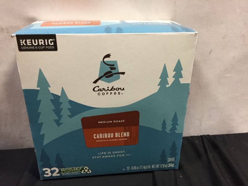 Photo 1 of Caribou Coffee Caribou Blend Keurig K-Cup Coffee Pods - Medium Roast - 32ct 0 
Exp- 7-Aug2022