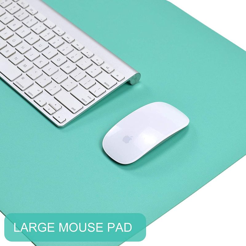 Photo 1 of Non-Slip Desk Pad (35.4 x 17"), Waterproof Mouse Pad, PU Leather Desk Mat, Office Desk Cover Protector, Desk Writing Mat for Office/Home/Work/Cubicle (Turquoise Green)
