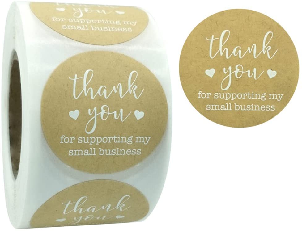 Photo 1 of 2 Inch Kraft Thank You Stickers,500 Pcs Sealing Stickers for Birthdays, Weddings, Giveaways, Bridal Showers and Small Business Owners
