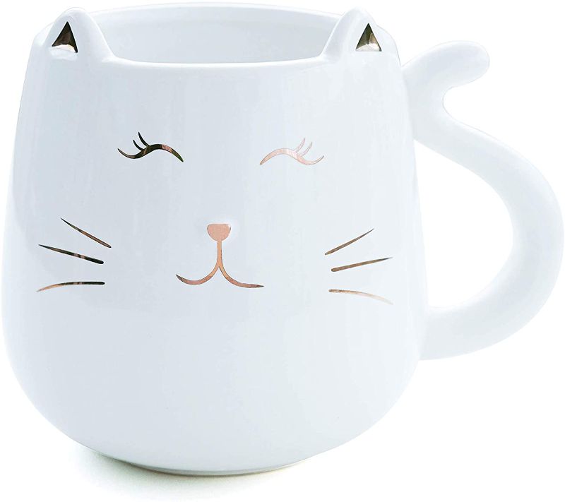 Photo 1 of Skafil Ceramic Cat Coffee Mug Cute Novelty Mug Cup Tea Cup 17 oz Anniversary Christmas Birthday Gift For Women Men(White)
