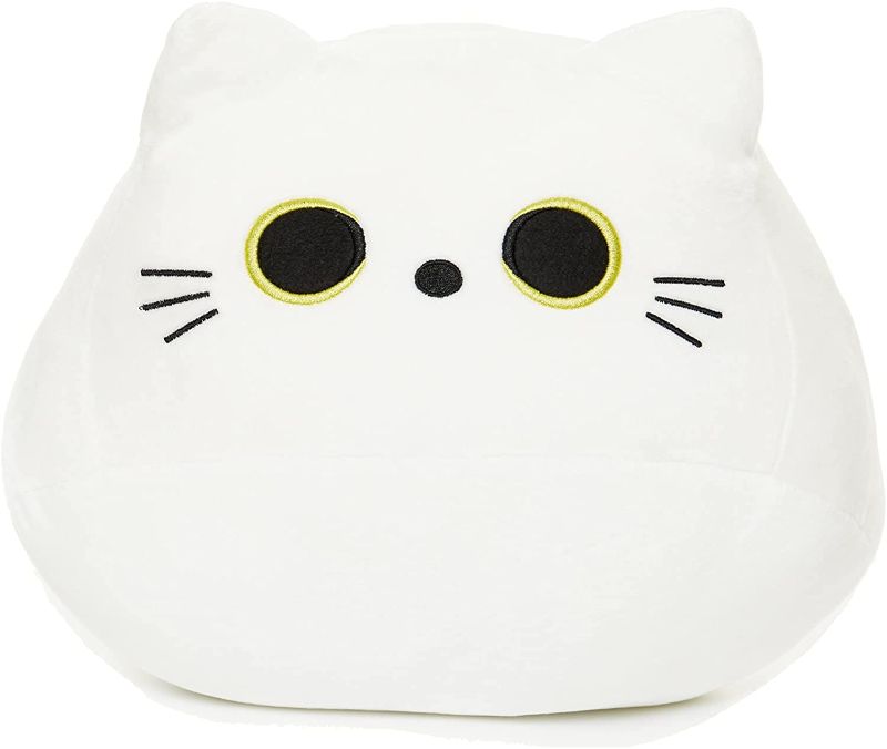 Photo 1 of Cat Stuffed Animals White Plush,Fat Cat Kawaii Pillow Stuff,Soft Funny Cute Plushies Lumbar Back Cushion Decoration for Kids Home Decor Gift Boys Girls Birthday Valentines Christmas
