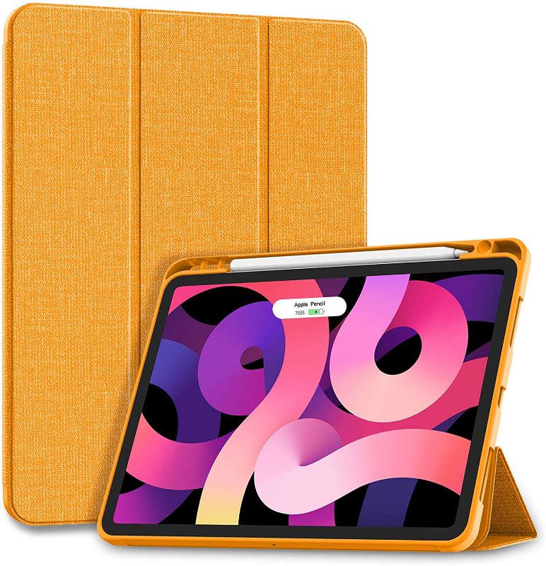 Photo 1 of Soke iPad Air 4 Case 10.9 Inch 2020 /iPad Pro 11 2018 with Pencil Holder - Full Body Protection + Apple Pencil Charge + Auto Sleep/Wake, Soft TPU Back Cover for iPad Air 4th Generation,Citrus
