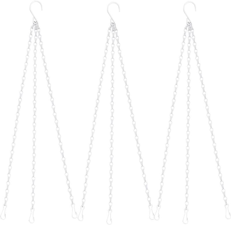 Photo 1 of 23 Inches Hanging Basket Chain Hanging Pot Hangers, Replacement Hangers for Hanging Baskets,Bird Feeders, Planters. Pack of 3 (White)
