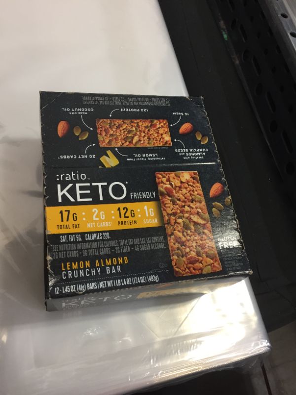 Photo 2 of : Keto Ratio - Gluten Free Lemon Almond Crunch Bar, 1.45 oz, 12 ct EXPIRES 10/24/2021
