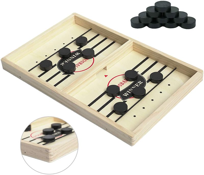 Photo 1 of Kongwal Fast Sling Puck Game, Foosball Winner Board Game, Slingshot Game Board, Speed Puck Game Hockey Table Game,Fast Paced Wooden Hockey Game for Parent-Child Interaction(Medium)