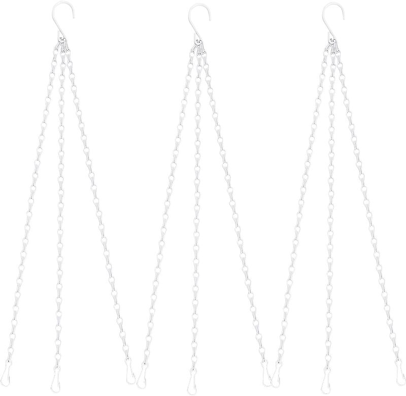 Photo 1 of 23 Inches Hanging Basket Chain Hanging Pot Hangers, Replacement Hangers for Hanging Baskets,Bird Feeders, Planters. Pack of 3 (White)
